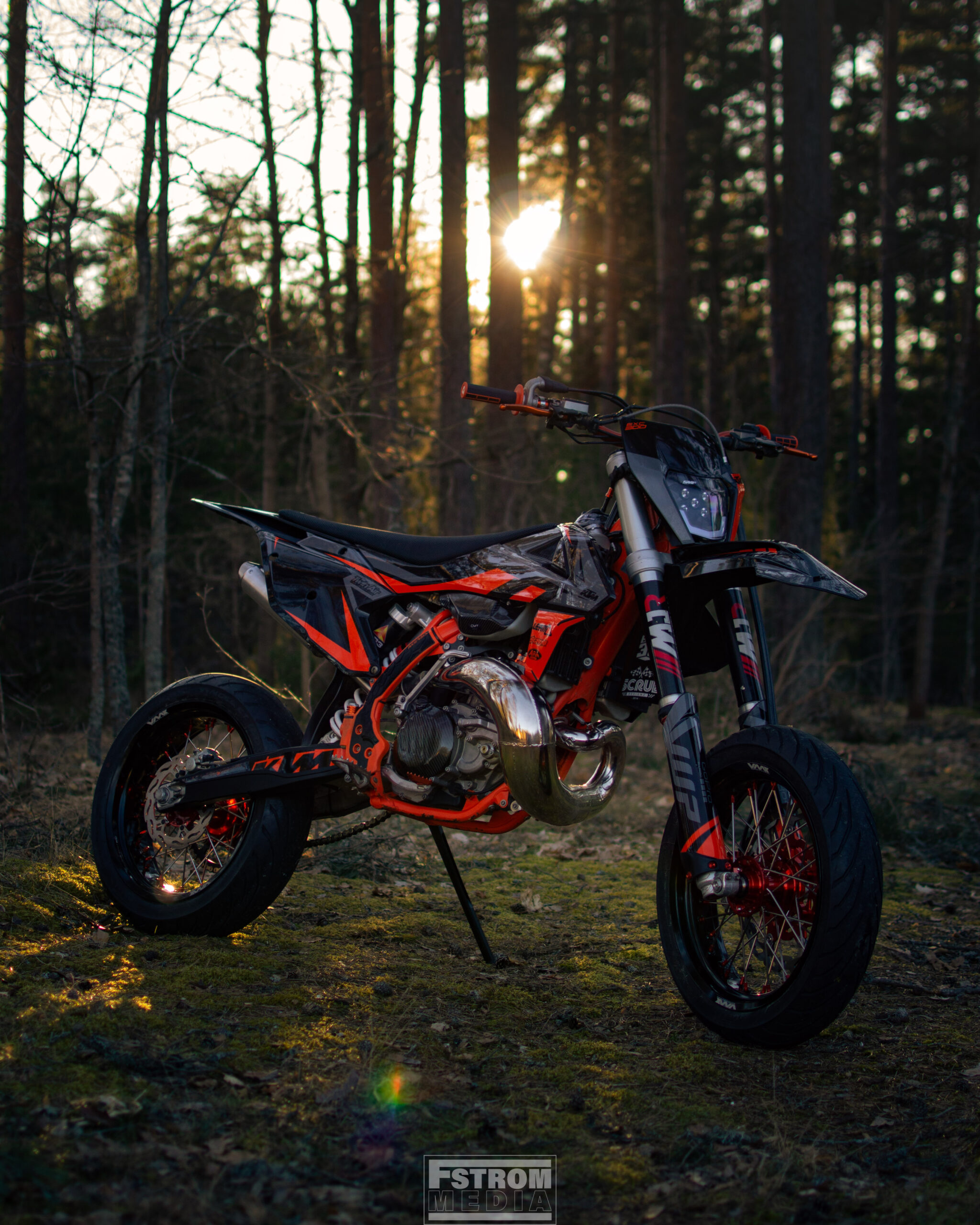 Motorcycle in the woods