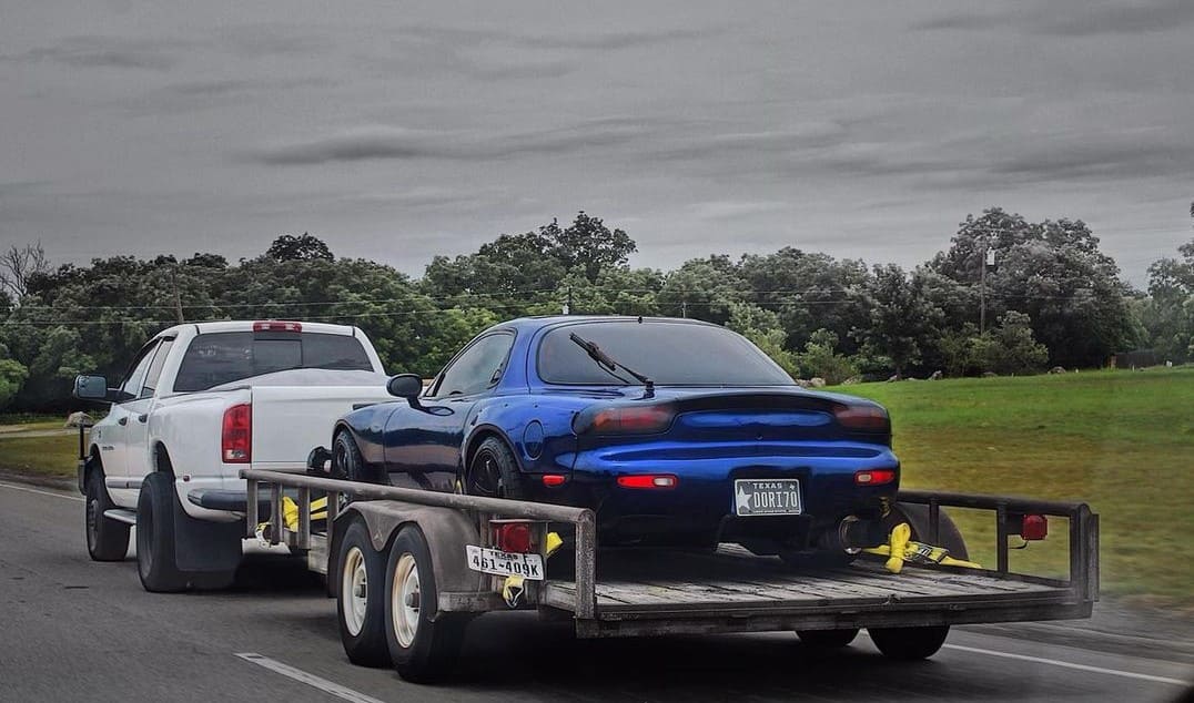 1993 Mazda RX-7 on a trailer 